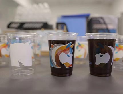 ALT="Plastic Cup Printing with White Base Technology"