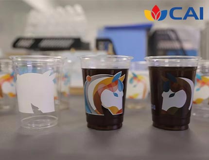 ALT="Plastic Cup Printing with White Base Technology"